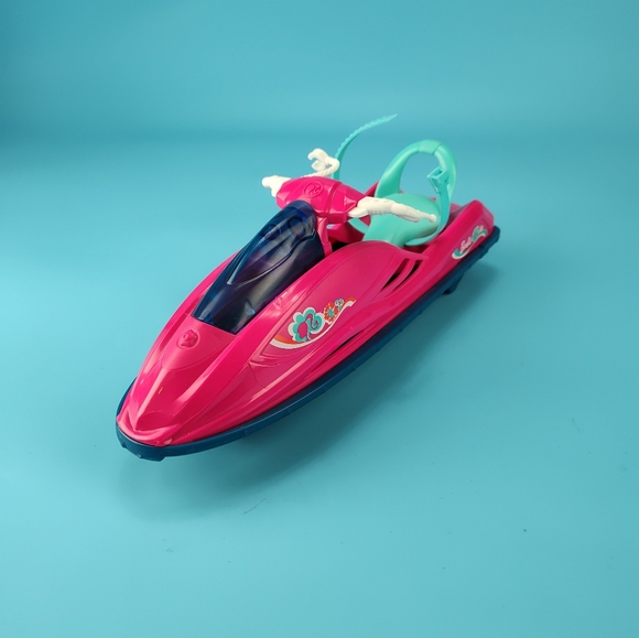Mattel 2014 Barbie Camping Fun On The Go Pink & Blue Jet Ski VG - Picture 2 of 12